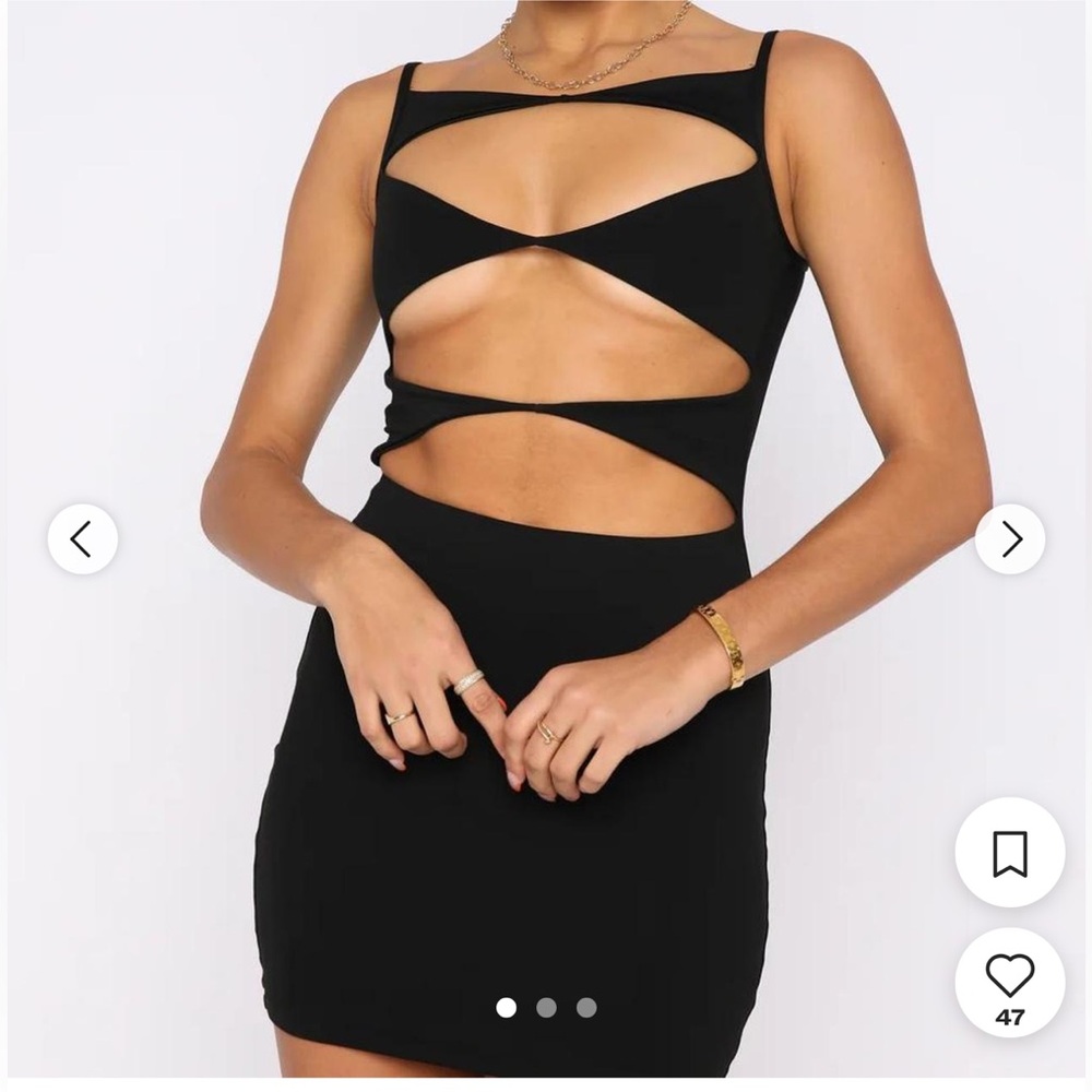 White fox black cut out dress size medium